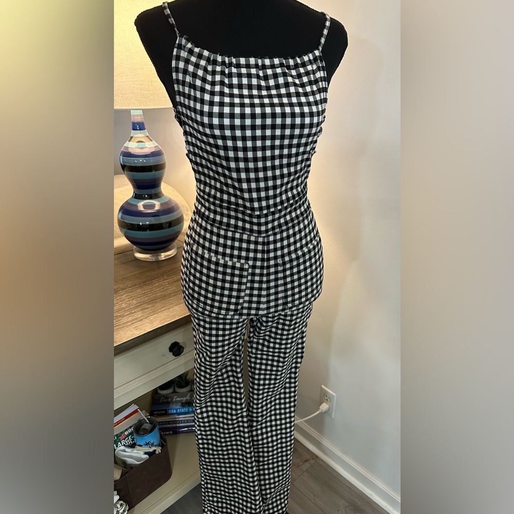 Adika Black and White Gingham Jumpsuit - Size S